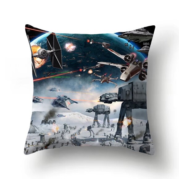 NEW Star Wars Hoth X-Wing Throw Pillow Cushion Inc.!! 16x16 Stormtrooper AT-AT - Picture 1 of 6